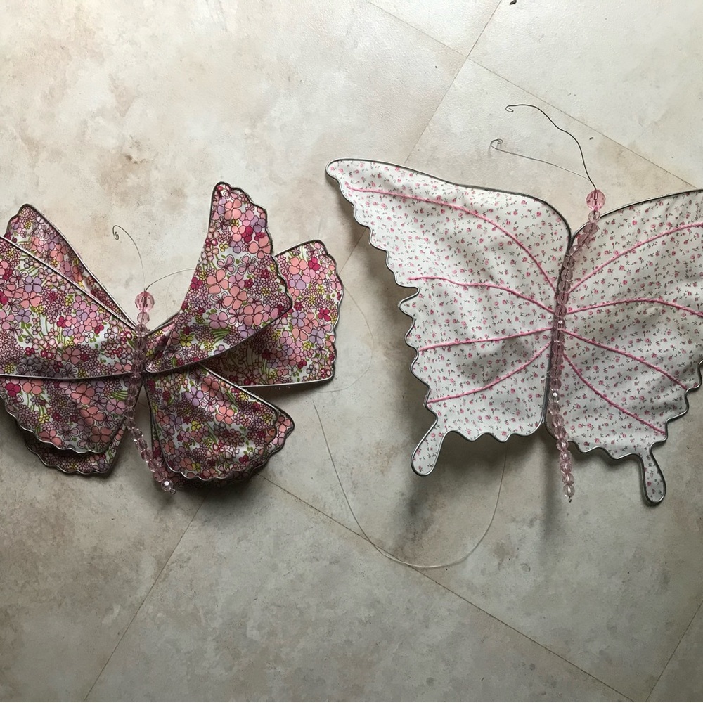 (2) Hanging Butterflies on clear wire.